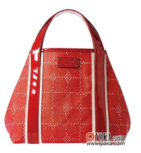 紅色拼接手袋Kate Spade