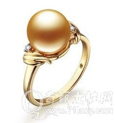 GN京潤 黃金鑲嵌金色南洋珍珠戒指
