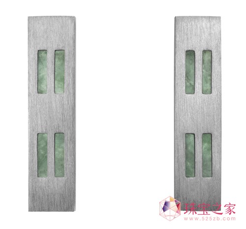 謝瑞麟“五行”之——「木」系列18K白色黃金鑲翡翠耳環